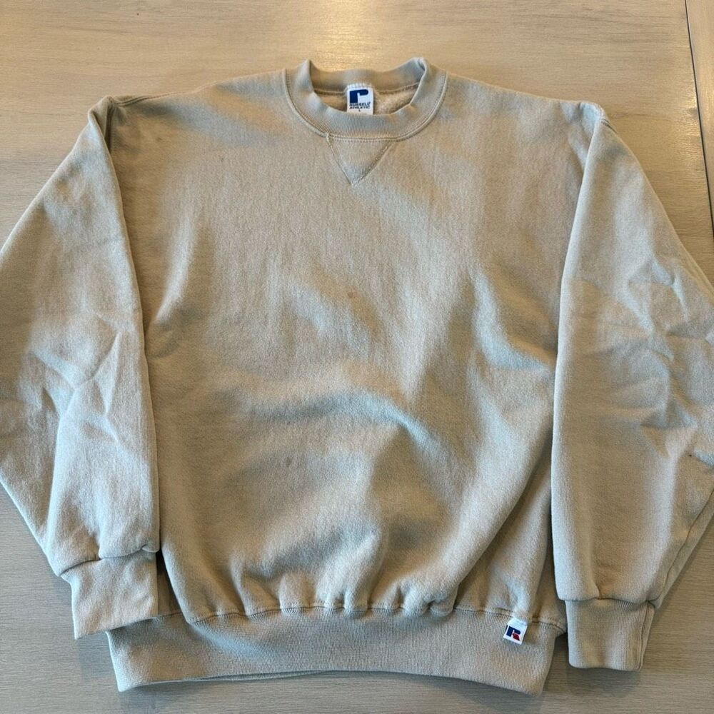 Vintage 90s Russell Athletic Tan Blank Sweatshirt Size Large